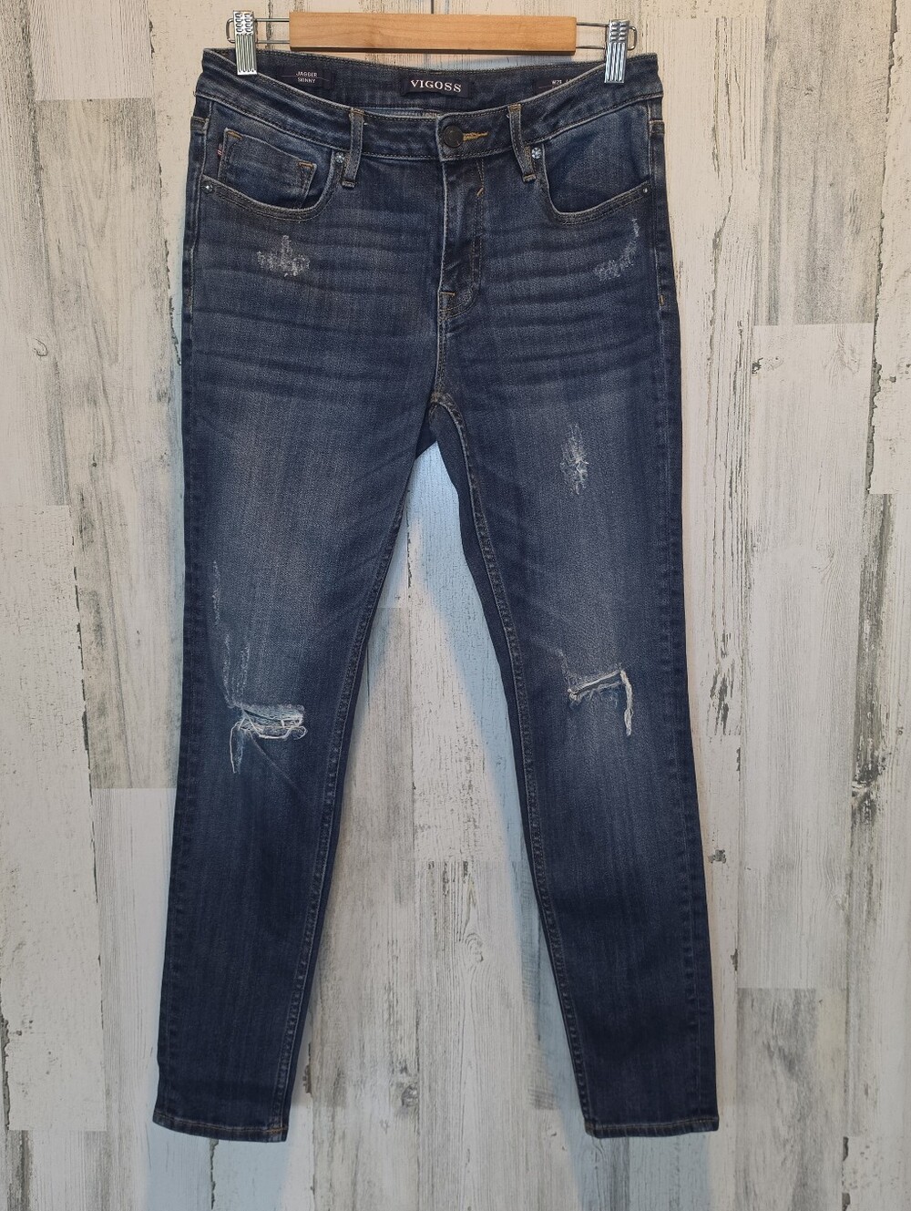 Vigoss Jagger Skinny Jeans Women’s 29 Dark Wash Distressed Stretch Denim